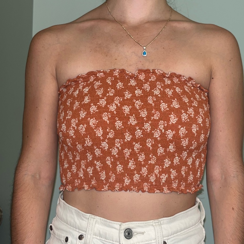Floral Orange Tube Top